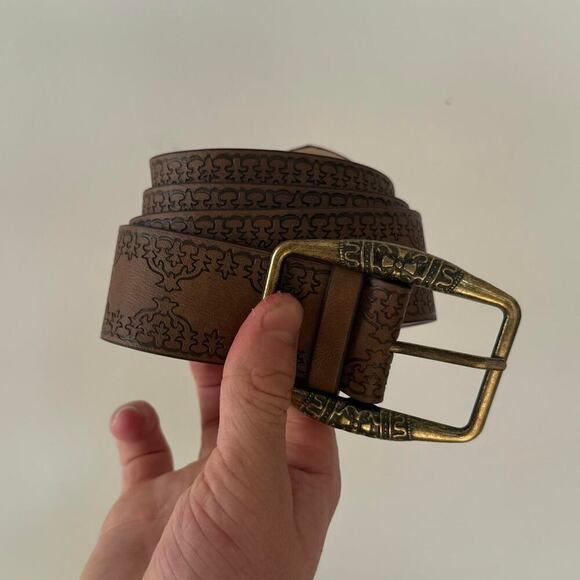 Brown leather belt with - Picture 2 of 7